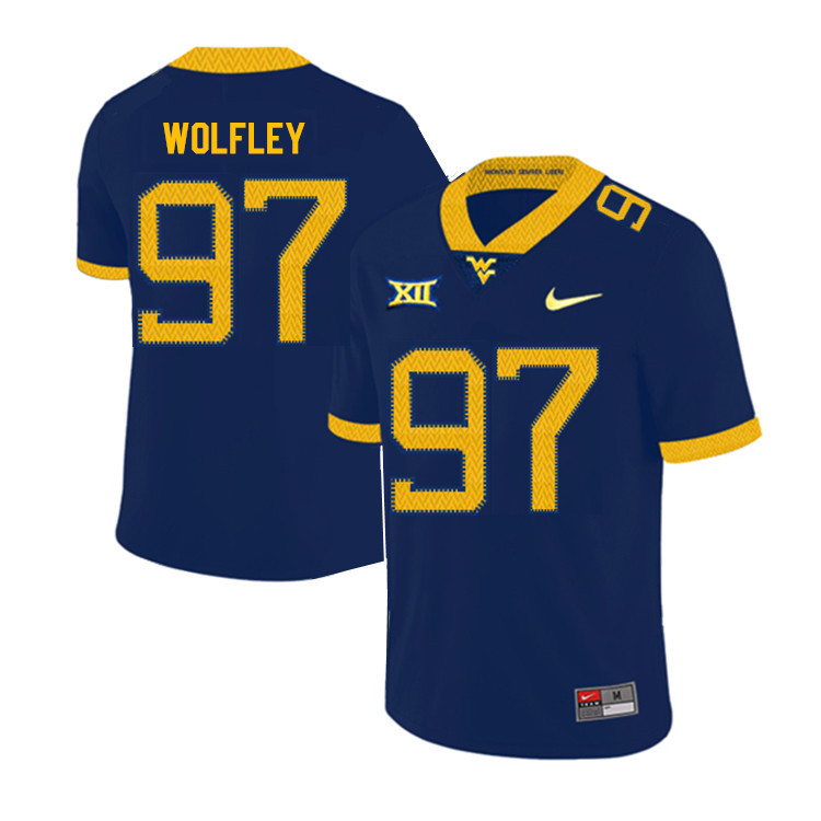 NCAA Men's Stone Wolfley West Virginia Mountaineers Navy #97 Nike Stitched Football College 2019 Authentic Jersey KK23M48MN
